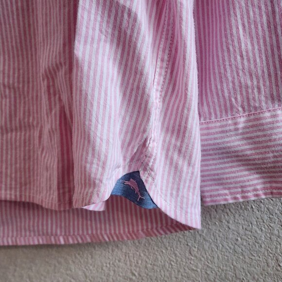 Tommy Bahama Mens Button Down Shirt Long Sleeve Striped Pink White Size XL - Picture 4 of 8